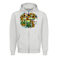 Dove Grey Guanajuato sunflower serape map Zipper Hoodie - RanaPortraitStore