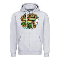 Heather Grey Guanajuato sunflower serape map Zipper Hoodie - RanaPortraitStore