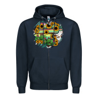 Navy Guanajuato sunflower serape map Zipper Hoodie - RanaPortraitStore