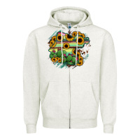 Oatmeal Heather Guanajuato sunflower serape map Zipper Hoodie - RanaPortraitStore