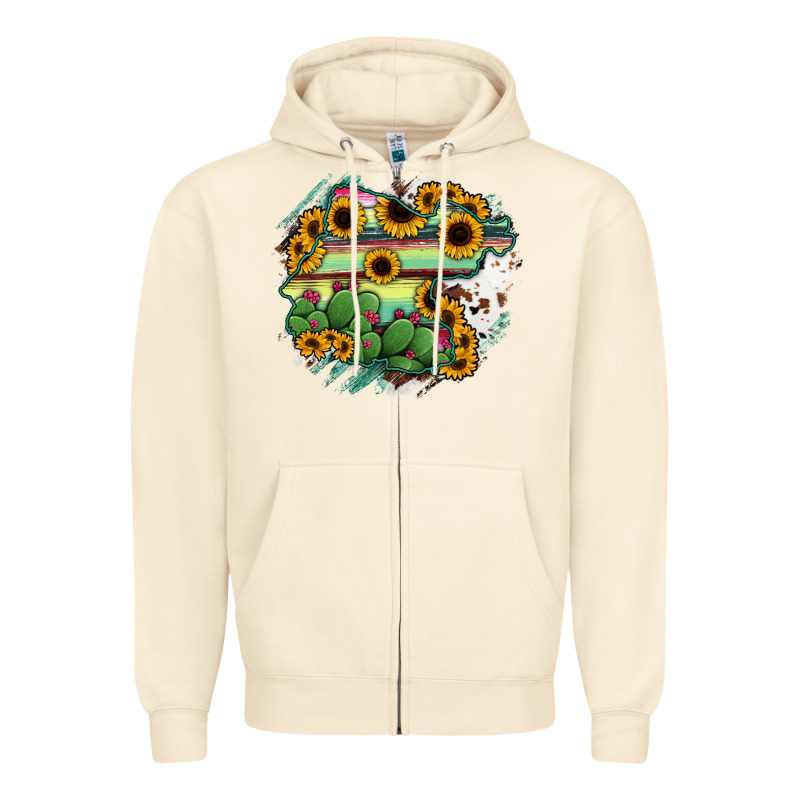 Guanajuato Sunflower Serape Map Zipper Hoodie by RanaPortraitStore | Teevron