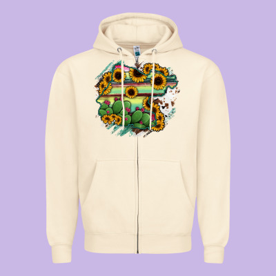 Guanajuato Sunflower Serape Map Zipper Hoodie Designed By Ranaportraitstore