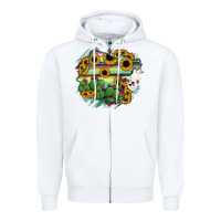 White Guanajuato sunflower serape map Zipper Hoodie - RanaPortraitStore