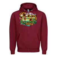 Burgundy North Dakota State Map Zipper Hoodie - RanaPortraitStore