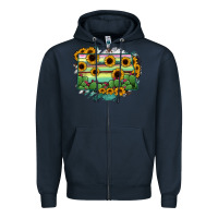 Navy North Dakota State Map Zipper Hoodie - RanaPortraitStore