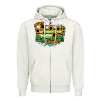Oatmeal Heather North Dakota State Map Zipper Hoodie - RanaPortraitStore