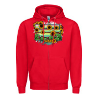 Red North Dakota State Map Zipper Hoodie - RanaPortraitStore
