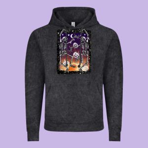 Halloween Dancing Skeletons Stars Vintage Hoodie Designed By Barkaloodesign