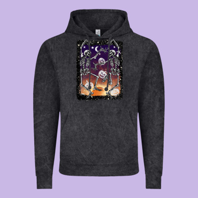 Halloween Dancing Skeletons Stars Vintage Hoodie Designed By Barkaloodesign