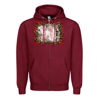 Burgundy baseball leopard background Zipper Hoodie - RanaPortraitStore