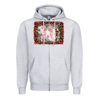 Heather Grey baseball leopard background Zipper Hoodie - RanaPortraitStore