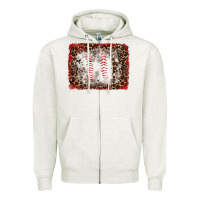 Oatmeal Heather baseball leopard background Zipper Hoodie - RanaPortraitStore