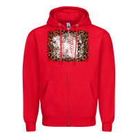 Red baseball leopard background Zipper Hoodie - RanaPortraitStore