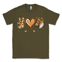 Army Green Peace Love Horses Classic Tee - Jasminsmagicworld