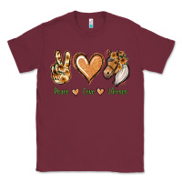 Burgundy Peace Love Horses Classic Tee - Jasminsmagicworld