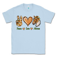 Dusty Blue Peace Love Horses Classic Tee - Jasminsmagicworld