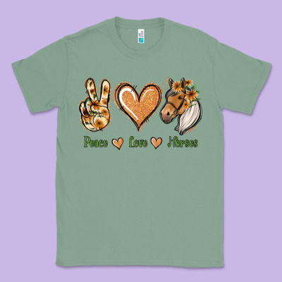 Peace Love Horses Classic Tee Designed By Jasminsmagicworld