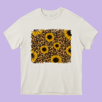 Leopard Sunflowers Background Heavy Core Tee Designed By Ranaportraitstore