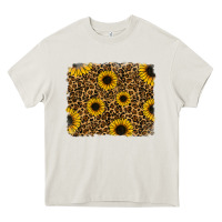 Cream leopard sunflowers background Heavy Core Tee - RanaPortraitStore