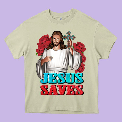 Jesus Saves Heavy Core Tee Designed By Bundleandbundleshop