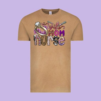 Wife Mom Nurse Vintage Tee Designed By Sublimationcraftshop