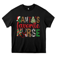Black Santa's Favorite Nurse Heavy Core Tee - BundleAndBundleShop