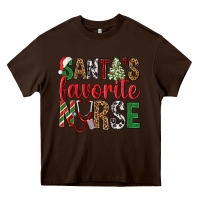 Chocolate Brown Santa's Favorite Nurse Heavy Core Tee - BundleAndBundleShop