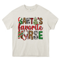 Cream Santa's Favorite Nurse Heavy Core Tee - BundleAndBundleShop