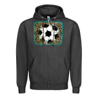 Charcoal Heather glitter football leopard Zipper Hoodie - RanaPortraitStore