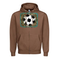 Chestnut glitter football leopard Zipper Hoodie - RanaPortraitStore