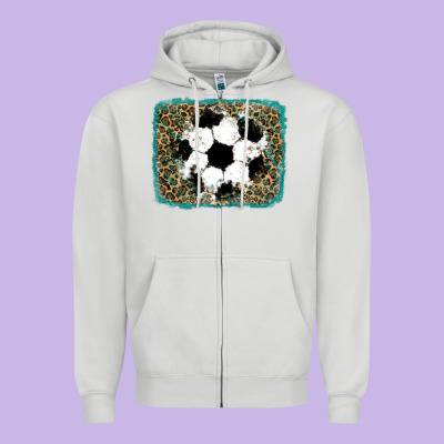 Glitter Football Leopard Zipper Hoodie Designed By Ranaportraitstore