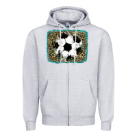 Heather Grey glitter football leopard Zipper Hoodie - RanaPortraitStore