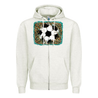 Oatmeal Heather glitter football leopard Zipper Hoodie - RanaPortraitStore