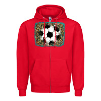 Red glitter football leopard Zipper Hoodie - RanaPortraitStore