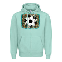 Seafoam glitter football leopard Zipper Hoodie - RanaPortraitStore