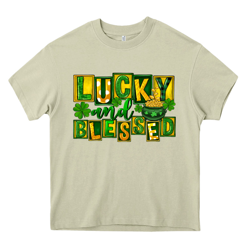 St Patricks Day Lucky And Blessed Heavy Core Tee by FaDigitalArtStudio | Teevron