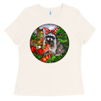 Bone Christmas Raccoon Ladies Tee - LillyAllenDesigns