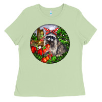 Matcha Christmas Raccoon Ladies Tee - LillyAllenDesigns