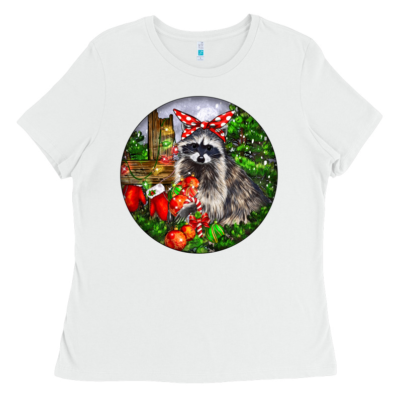 Christmas Raccoon Ladies Tee by LillyAllenDesigns | Teevron
