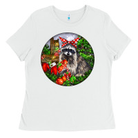 White Christmas Raccoon Ladies Tee - LillyAllenDesigns