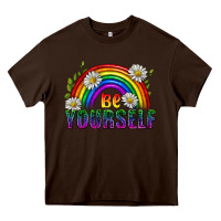 Chocolate Brown Be Yourself Pride Lgbtq Heavy Core Tee - BundleAndBundleShop