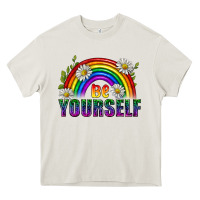 Cream Be Yourself Pride Lgbtq Heavy Core Tee - BundleAndBundleShop