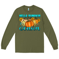 Army Green hello pumpkin season Long Sleeve Tee - Artiststas