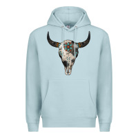 Blue Mist Cowhide Bull Skull Premium Hoodie - Jasminsmagicworld