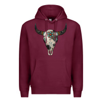 Burgundy Cowhide Bull Skull Premium Hoodie - Jasminsmagicworld