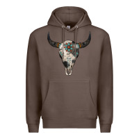 Coffee Cowhide Bull Skull Premium Hoodie - Jasminsmagicworld