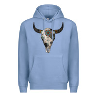 Colony Blue Cowhide Bull Skull Premium Hoodie - Jasminsmagicworld