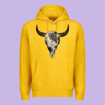 Cowhide Bull Skull Premium Hoodie Designed By Jasminsmagicworld