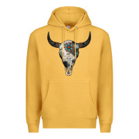 Mustard Cowhide Bull Skull Premium Hoodie - Jasminsmagicworld