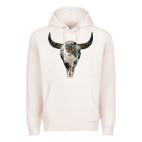 Pale Pink Cowhide Bull Skull Premium Hoodie - Jasminsmagicworld